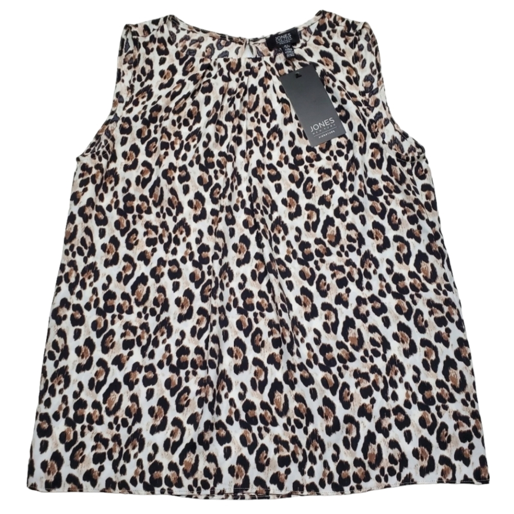 Jones New York Sleevless Blouse Leopard Print Sz S NWT